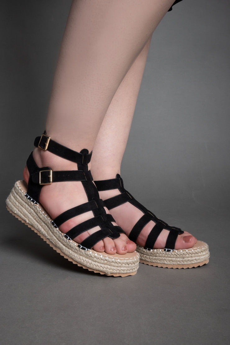 Double-Buckle Sandals - Black