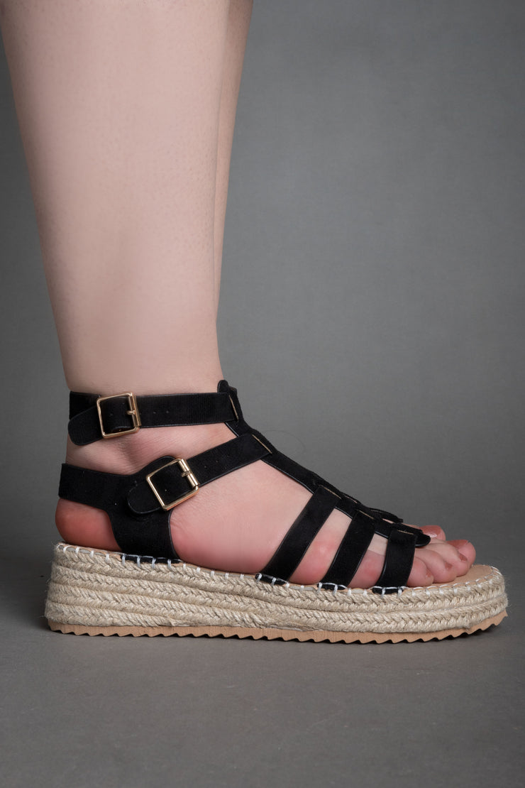 Double-Buckle Sandals - Black