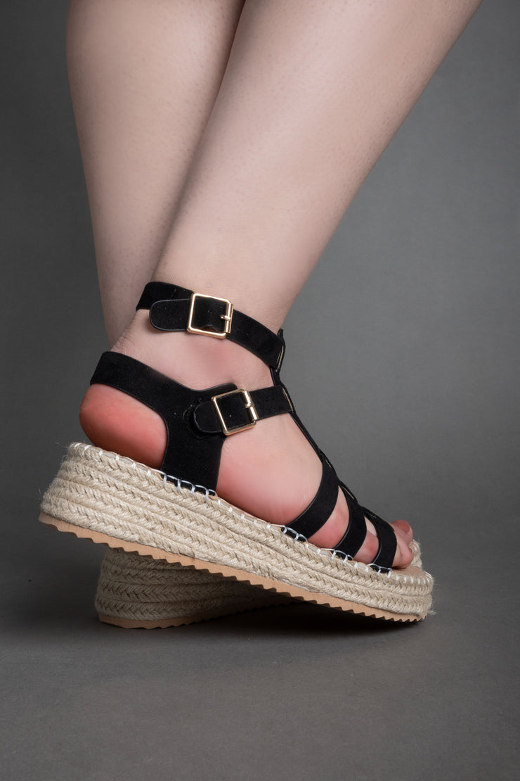 Double-Buckle Sandals - Black