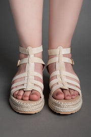 Double-Buckle Sandals - Beige