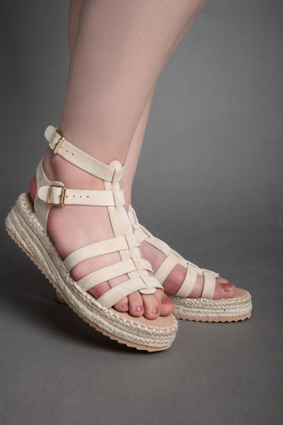 Double-Buckle Sandals - Beige