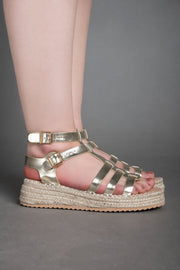 Double-Buckle Sandals - Gold