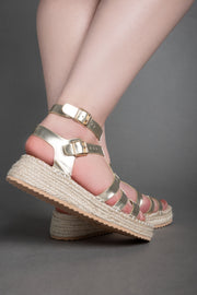 Double-Buckle Sandals - Gold