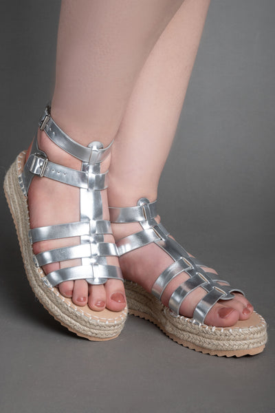 Double-Buckle Sandals - Silver