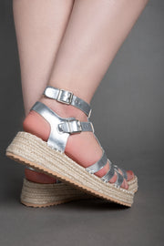 Double-Buckle Sandals - Silver