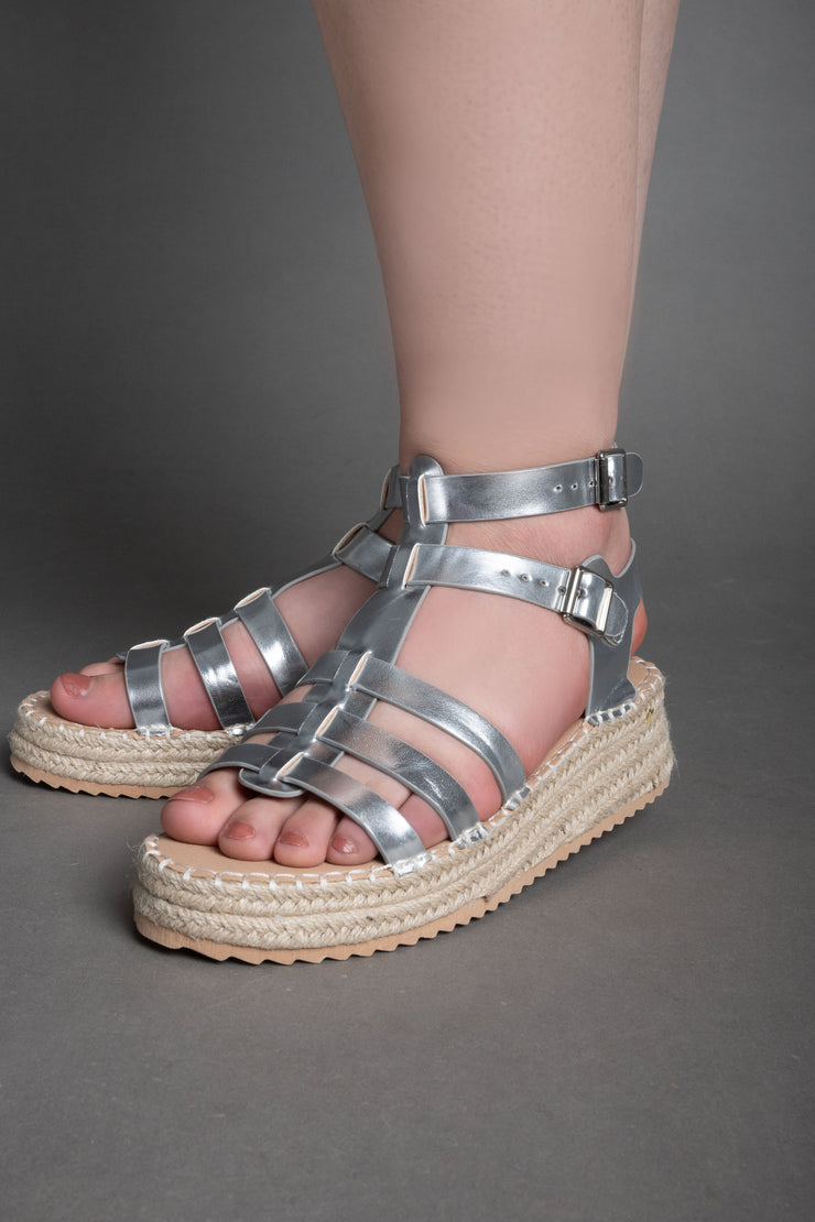 Double-Buckle Sandals - Silver