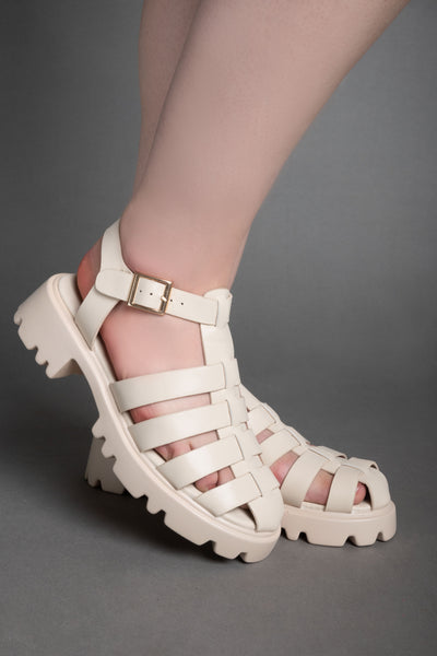 Gladiator Platform Sandals - Beige