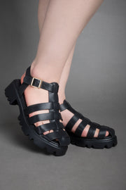 Gladiator Platform Sandals - Black