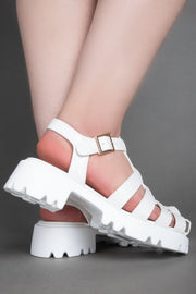 Gladiator Platform Sandals - White