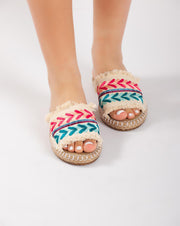 Fabric Colorful Slipper - Beige