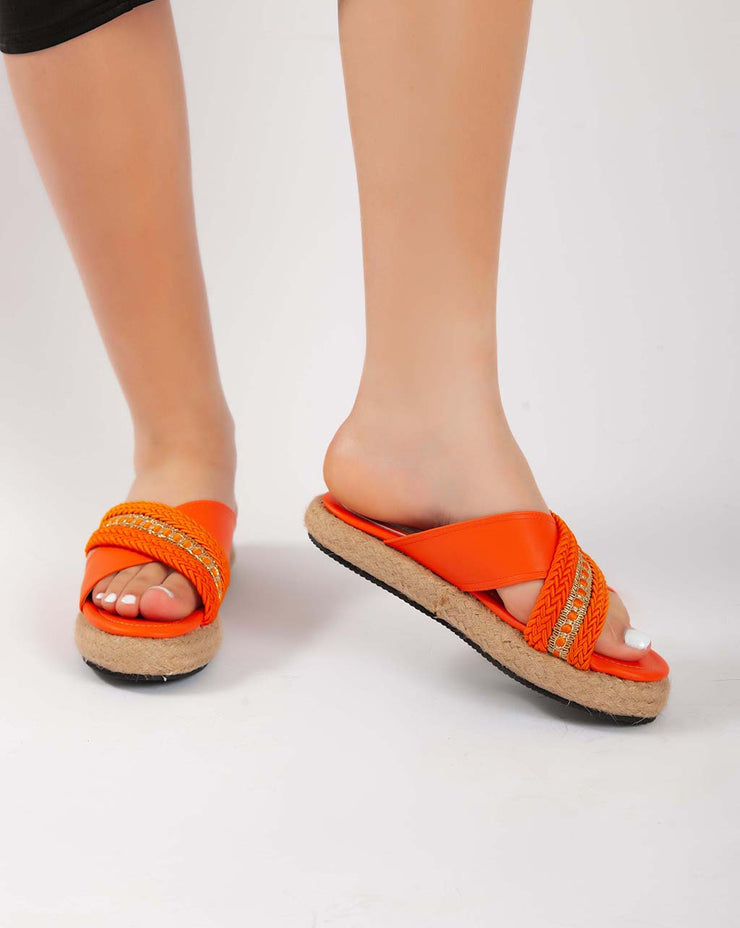 Cross Strap Slipper - Orange