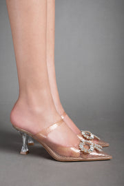 Shinny See Through Heels - Champagne