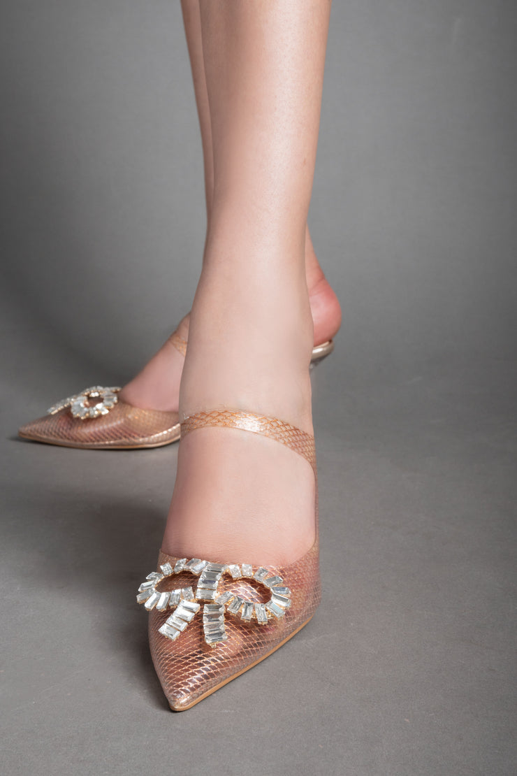 Shinny See Through Heels - Champagne