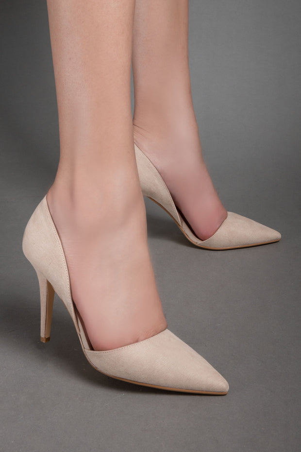 Pointed-Toe Stiletto Heels - Beige