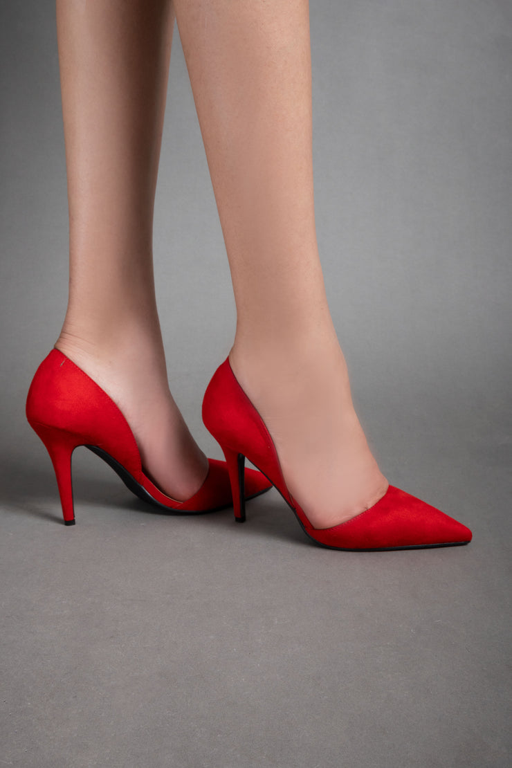 Pointed-Toe Stiletto Heels - Red