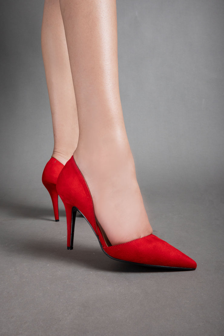 Pointed-Toe Stiletto Heels - Red