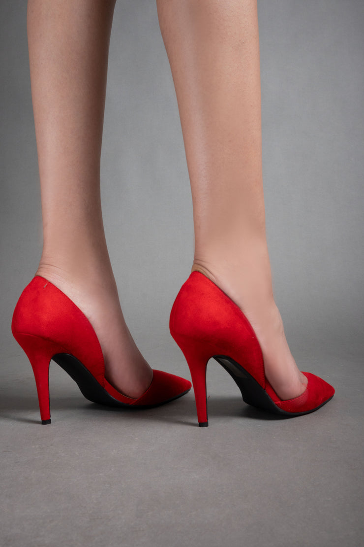 Pointed-Toe Stiletto Heels - Red