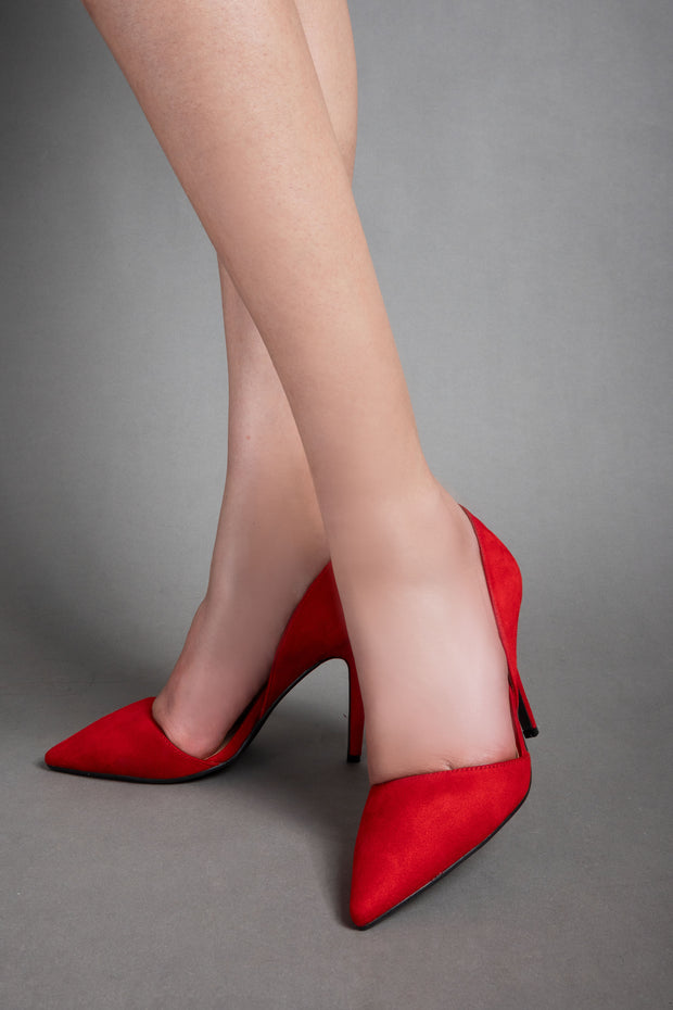 Pointed-Toe Stiletto Heels - Red