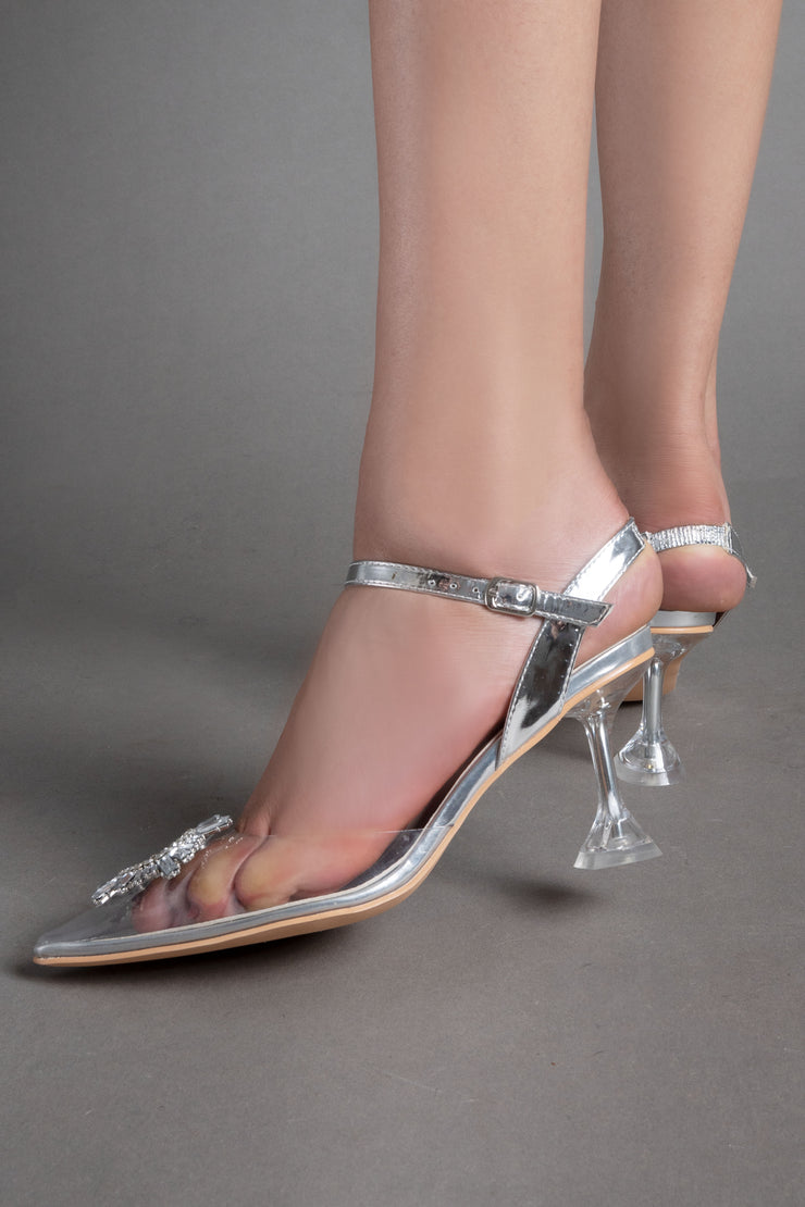 Metallic Glow Heels - Silver