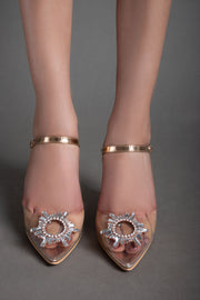 Metallic Glow Heels - Champagne