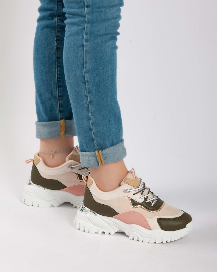 Chunky High Sneakers - Khaki