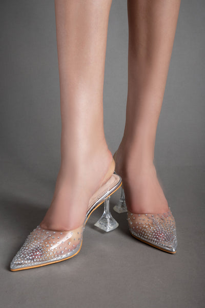 Dots See Through Heels - Silver