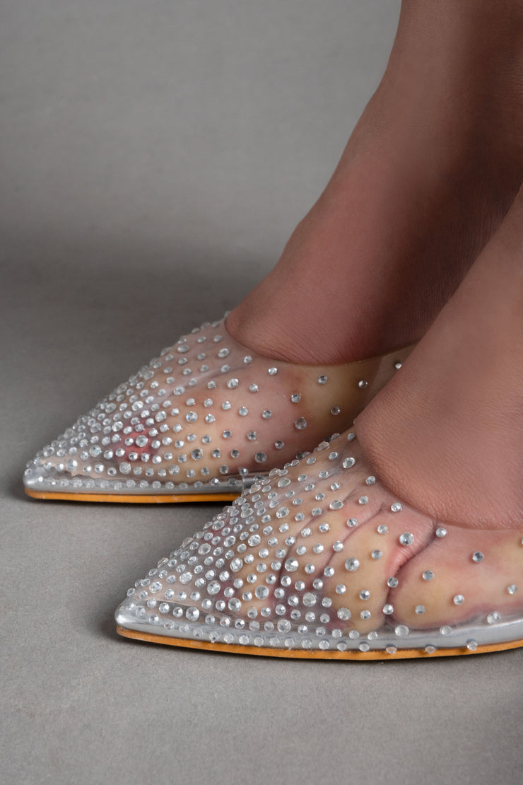 Dots See Through Heels - Silver