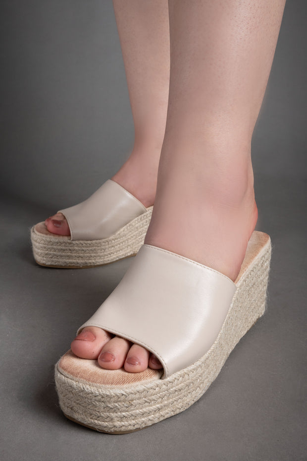 Espadrille Platform Sandals - Beige
