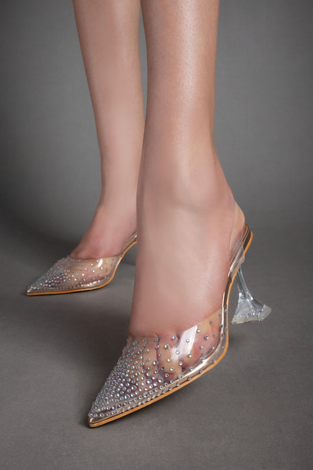 Dots See Through Heels - Gold