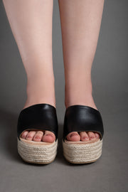 Espadrille Platform Sandals - Black