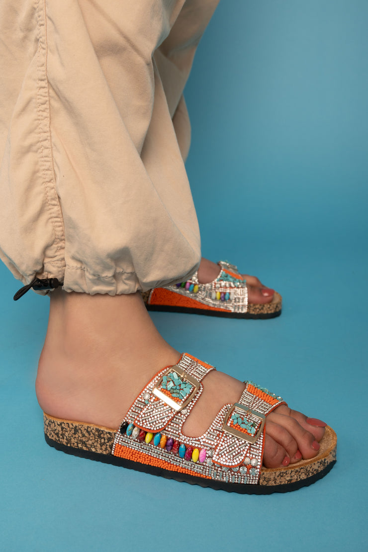 Vintage Boho Slippers - Orange