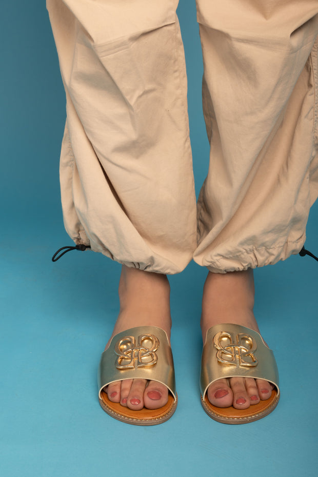 Radiant Emblem Slippers - Gold