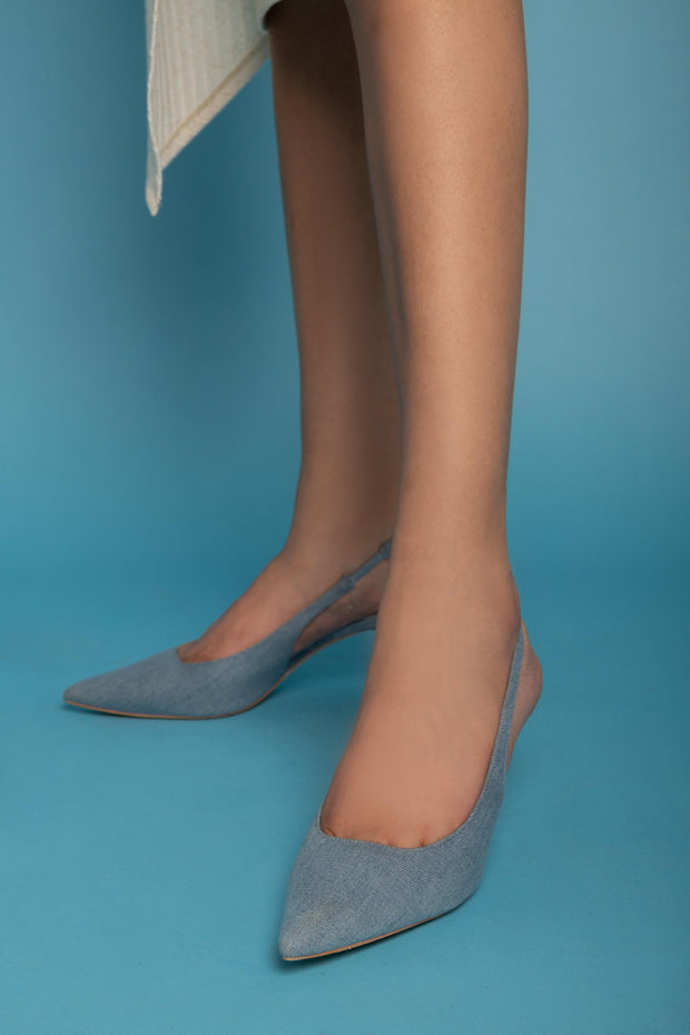 Elegance Slingback Heels - Light Blue