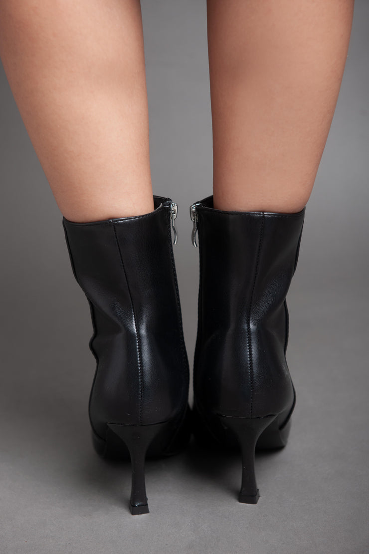 High Heel Classy Half Boot - Black