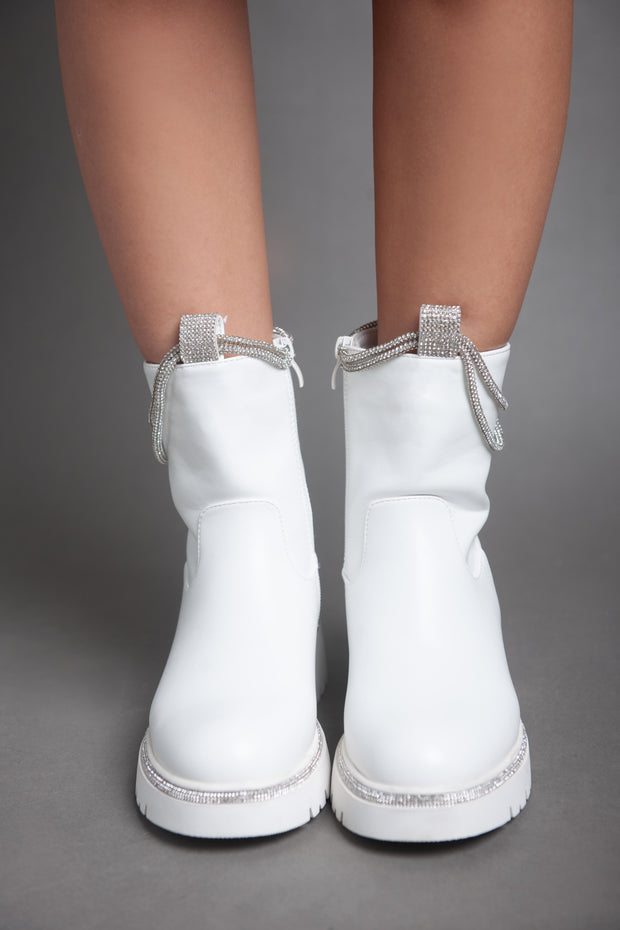 Sparkle Chains Half Boot - White