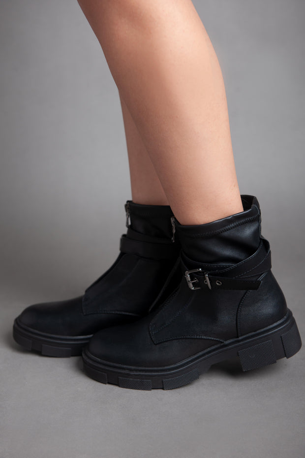 Strap Ankle Boot - Black