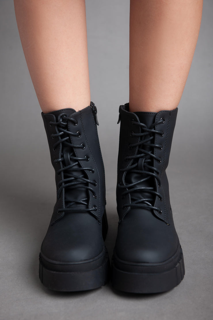 Chunky Matte Half Boot - Black