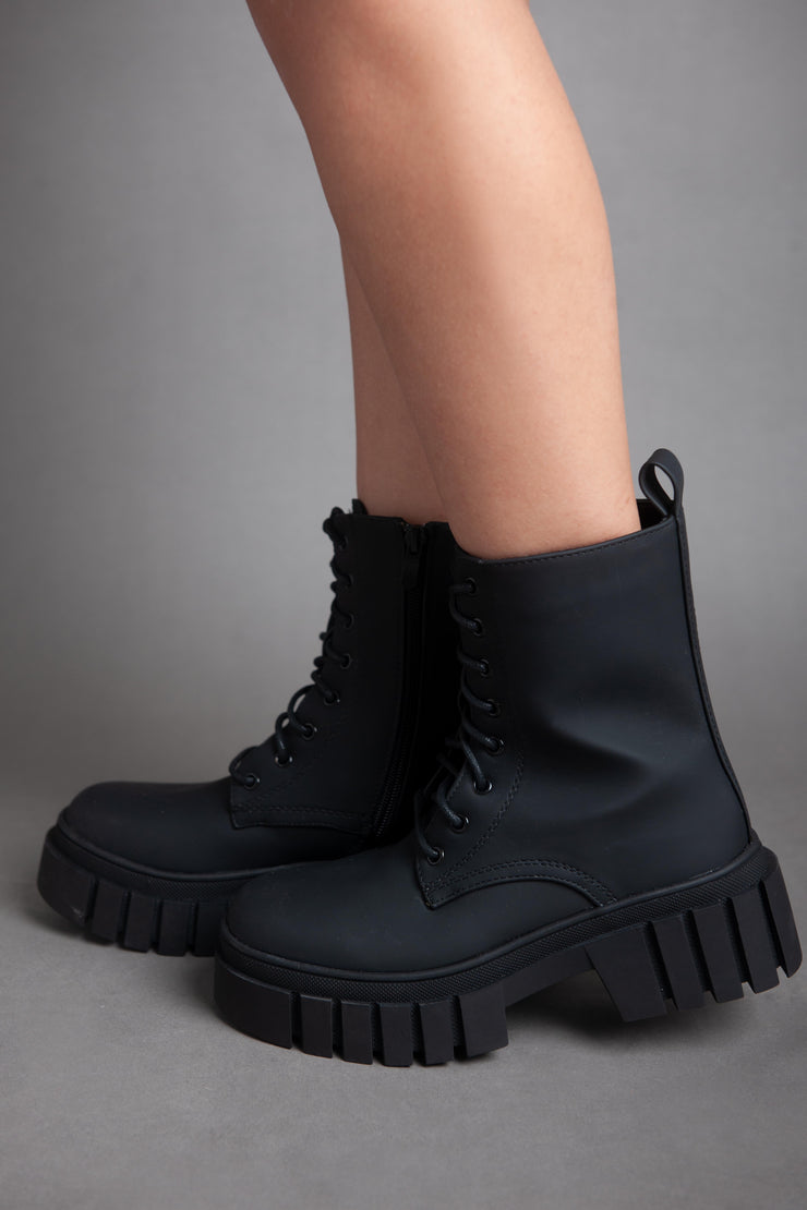 Chunky Matte Half Boot - Black