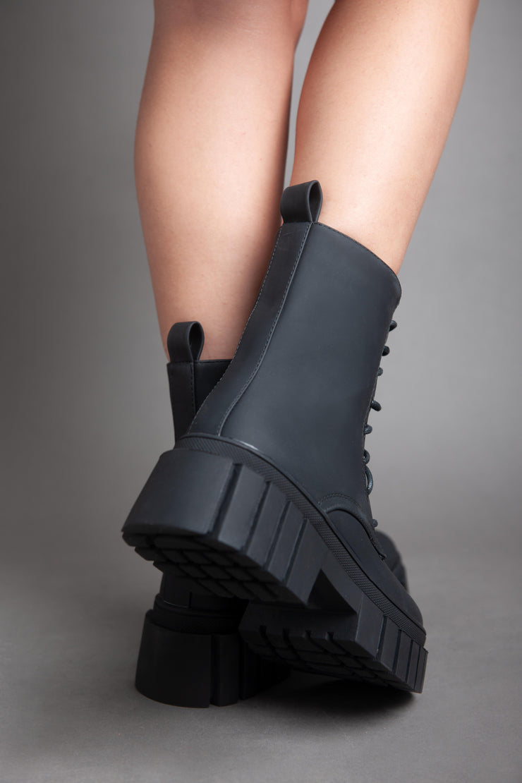 Chunky Matte Half Boot - Black