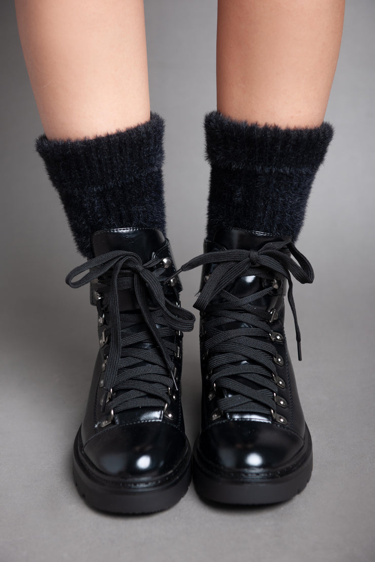 Fluffy Socks Boot - Black