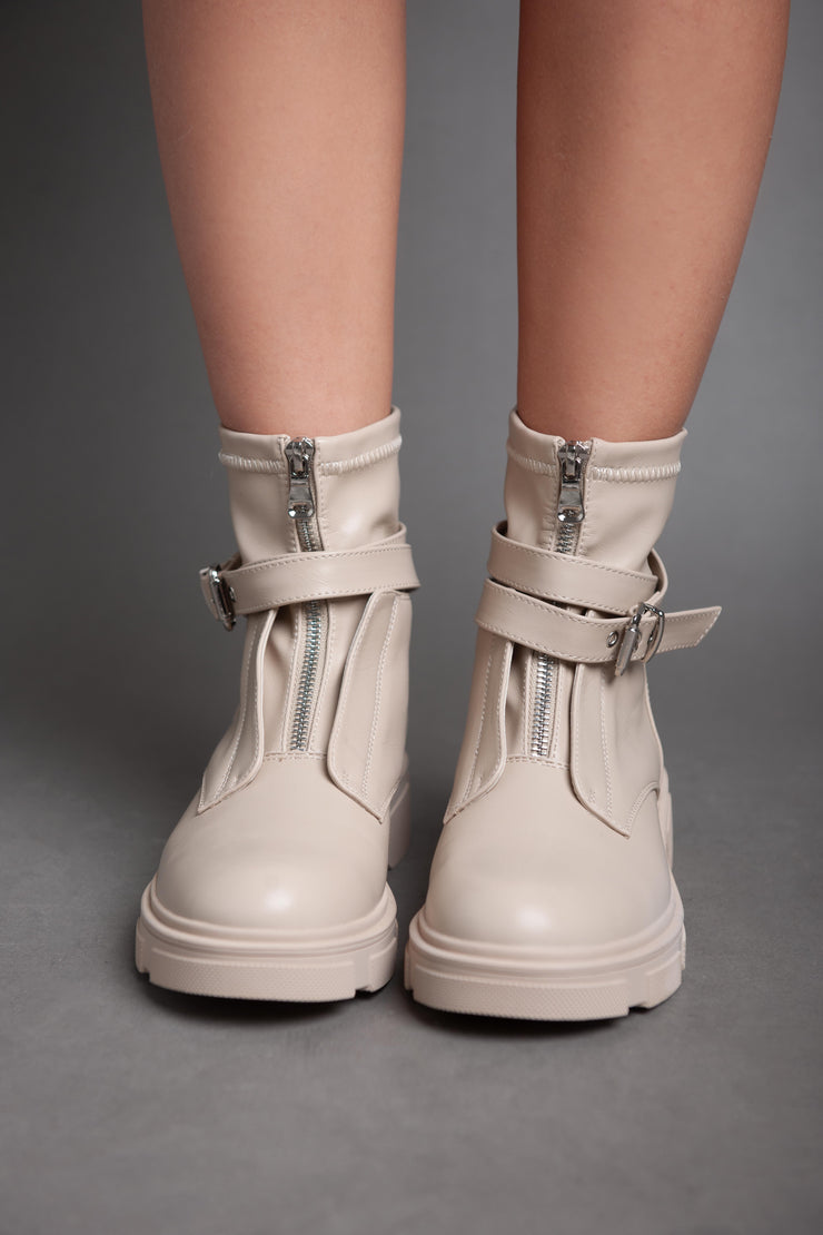 Strap Ankle Boot - Beige