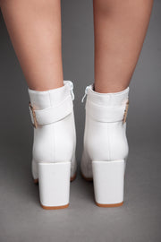 Elegent Leather Booties - White