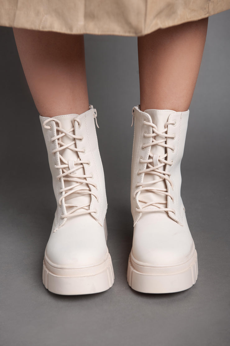 Chunky Matte Half Boot - Beige