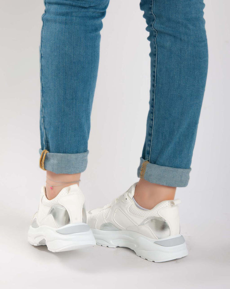 Chunky Metallic Sneakers - White