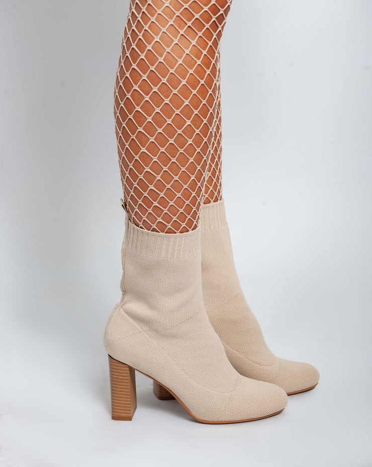 Socks Ankle Boot - Beige