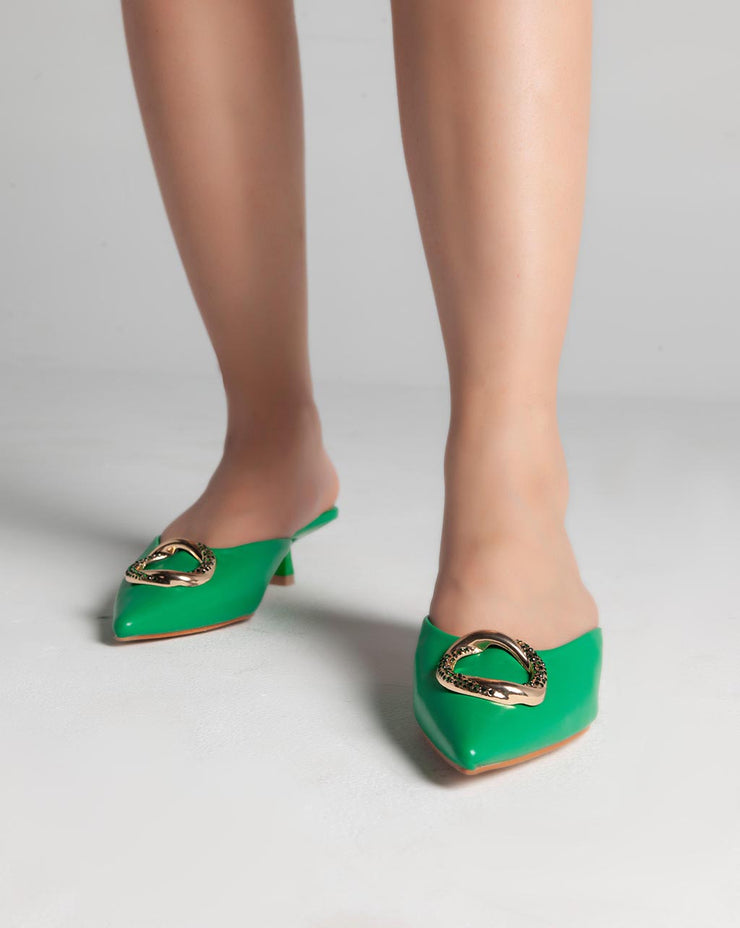 Golden Ring Closed Toe Mules - Sandals - Green