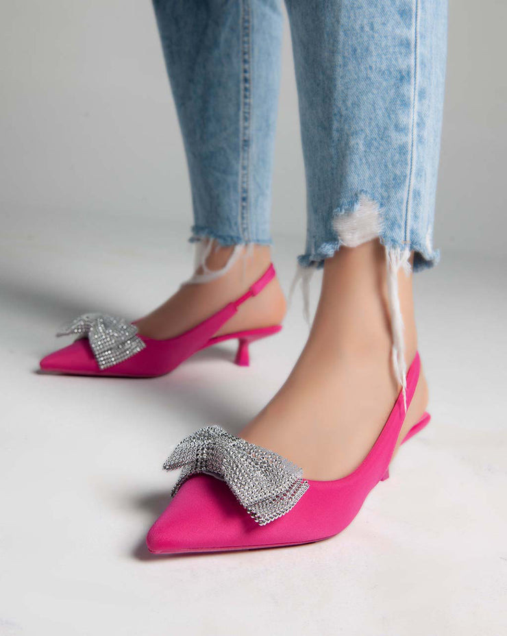 Low Heels Sling Back Pumps - Pink