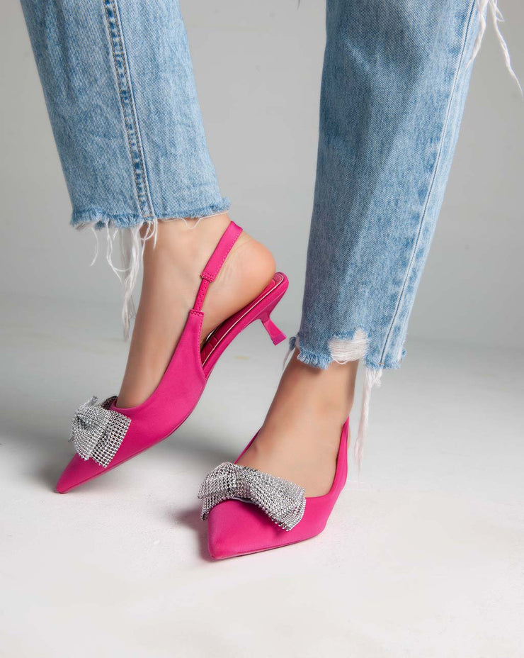 Low Heels Sling Back Pumps - Pink