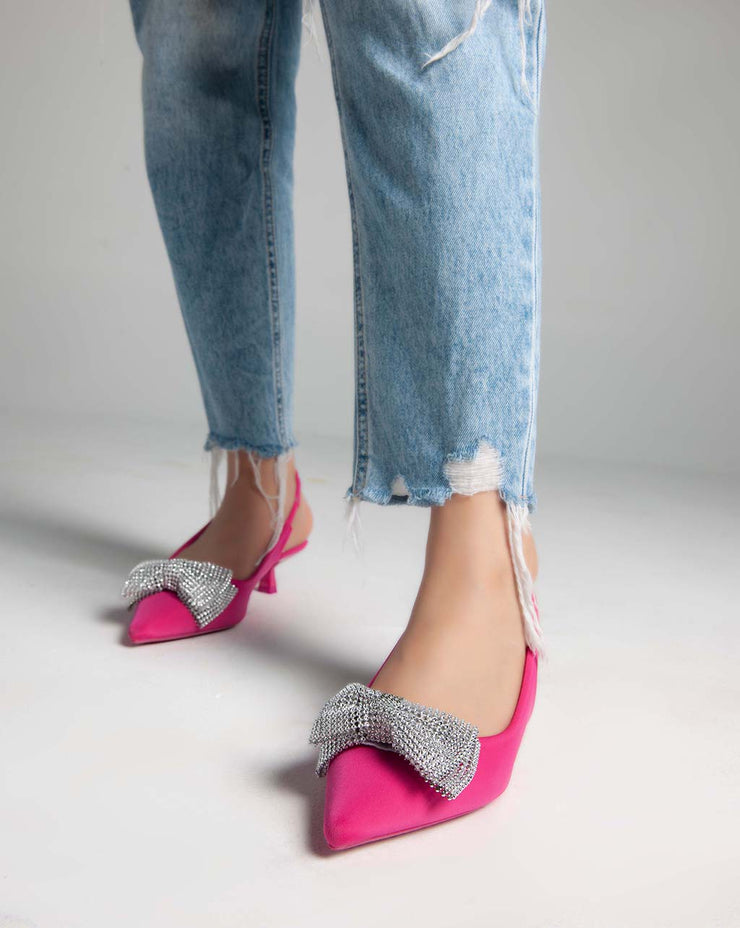 Low Heels Sling Back Pumps - Pink