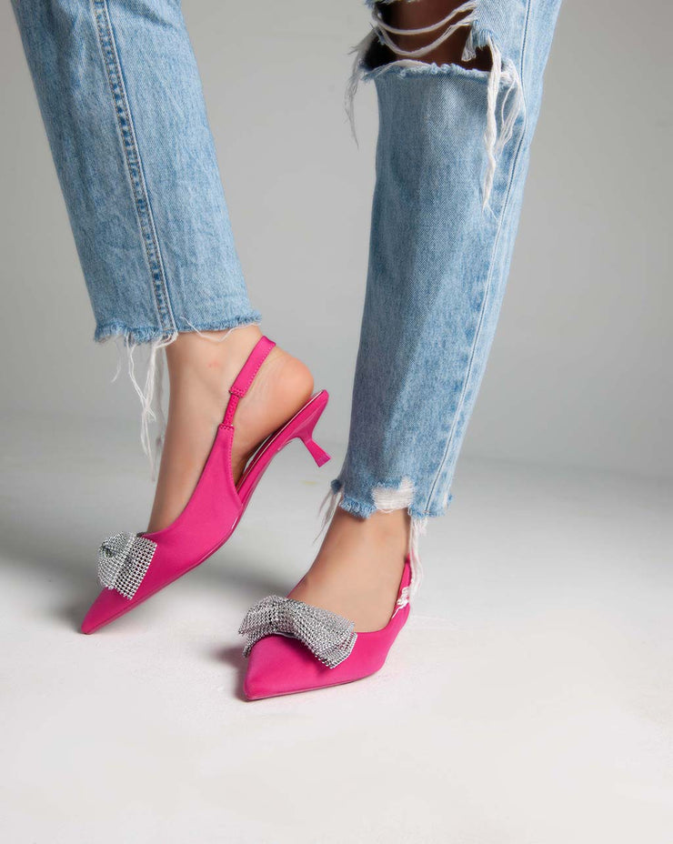 Low Heels Sling Back Pumps - Pink